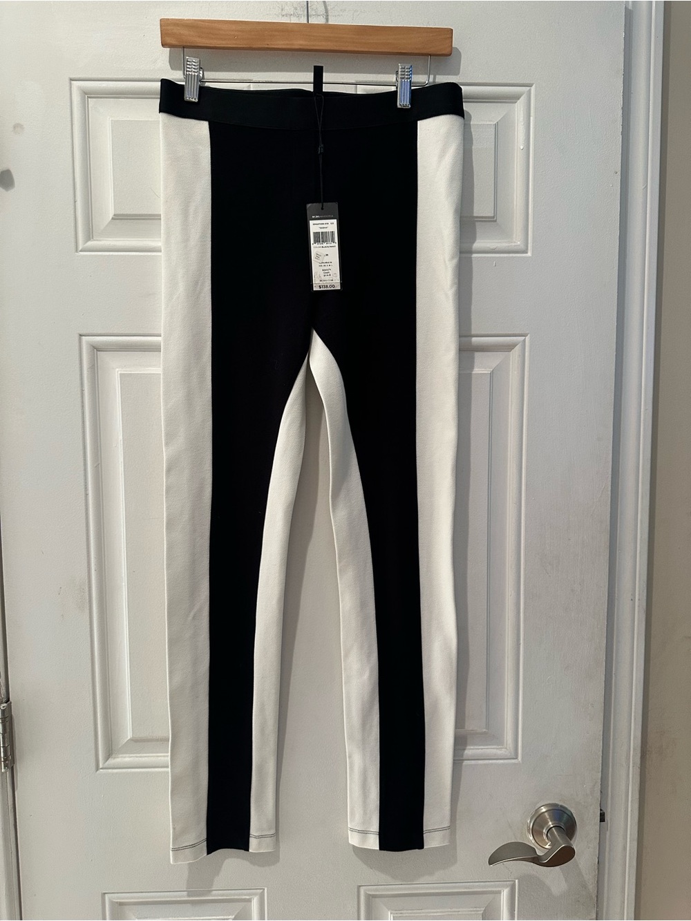 BCBGMaxAzria Black & White Straight-Leg Panel Pants